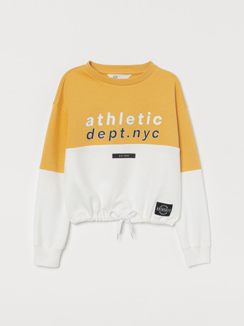 

H&M Girls Yellow & White Colourblocked Drawstring-Hem Sweatshirt