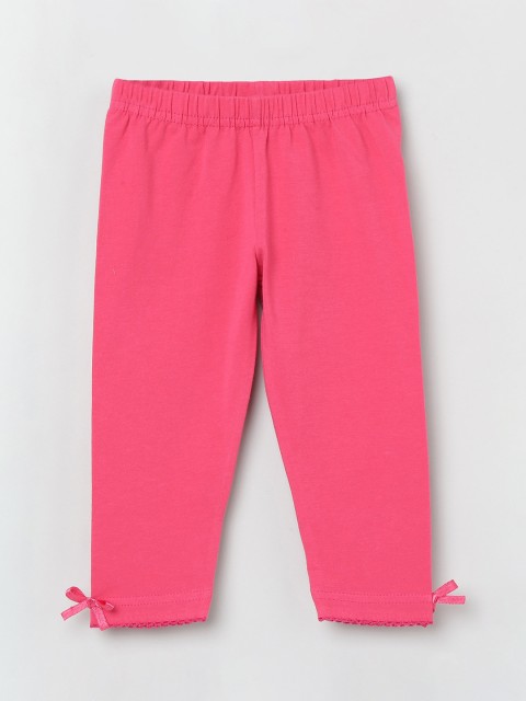 

max Infant Girls Pink Solid Ankle-Length Leggings