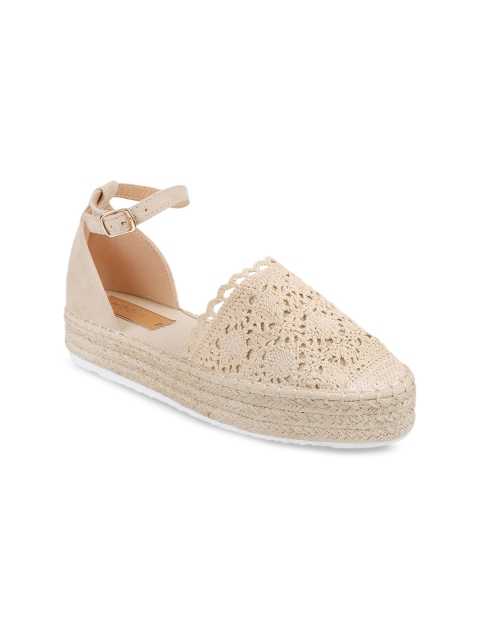 

Mochi Women Beige Woven Design Flatforms