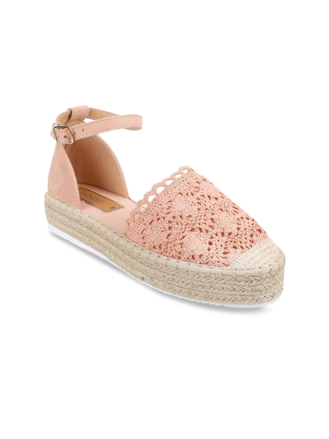 

Mochi Women Pink Woven Design Flatform Heels