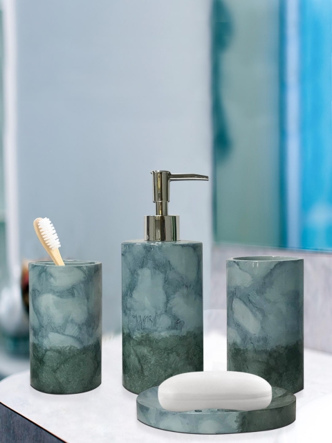 

Shresmo Blue & Grey Border Designed Polyresin Bath Accessories Set
