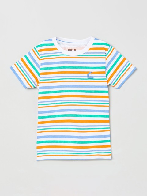 

max Boys Multicoloured Striped V-Neck T-shirt, Multi