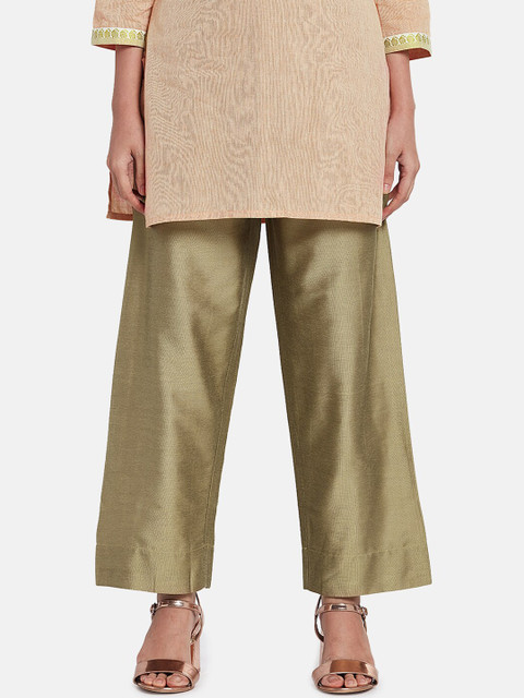 

Go Colors Women Gold-Coloured Solid Wide Leg Palazzo
