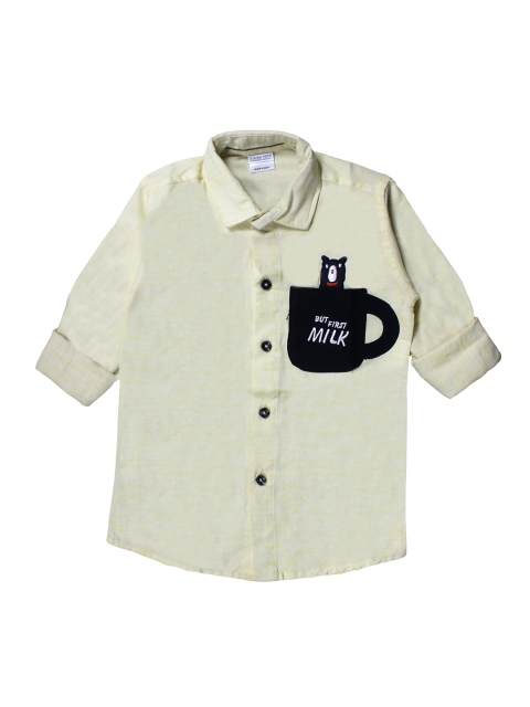 

Polka Tots Boys Yellow Regular Fit Printed Cotton Casual Shirt