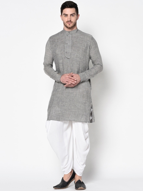 

DEYANN Men Grey & White Solid Kurti with Patiala