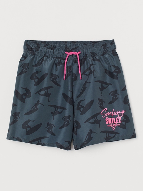 

H&M Boys Navy Blue Printed Swim Shorts