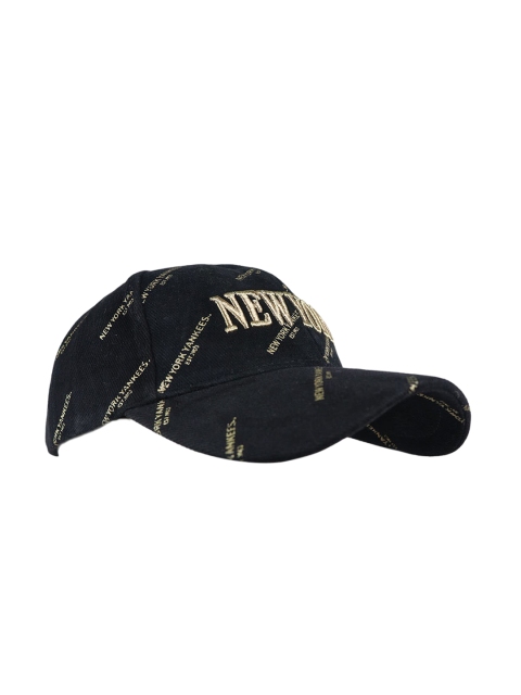 

iSWEVEN Unisex Black & Beige Embroidered Snapback Cap