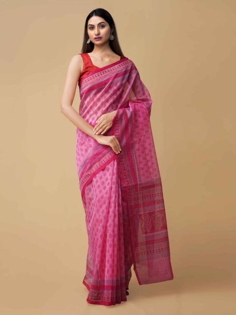 

Unnati Silks Pink Net Printed Kota Saree