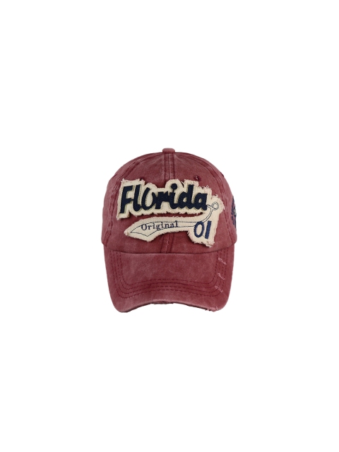 

iSWEVEN Unisex Red & Cream Coloured Solid Adjustable Snapback Cap