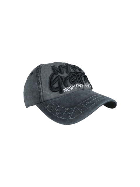 

iSWEVEN Unisex Black & Grey Embroidered Cotton Adjustable Snapback Cap