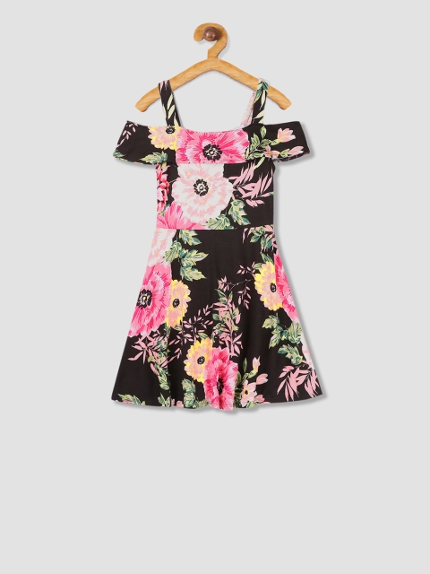 The Childrens Place Girls Black Printed A-Line Dress