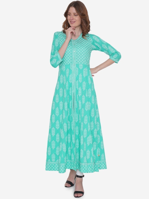 

Vedic Women Sea Green Printed Maxi Dress