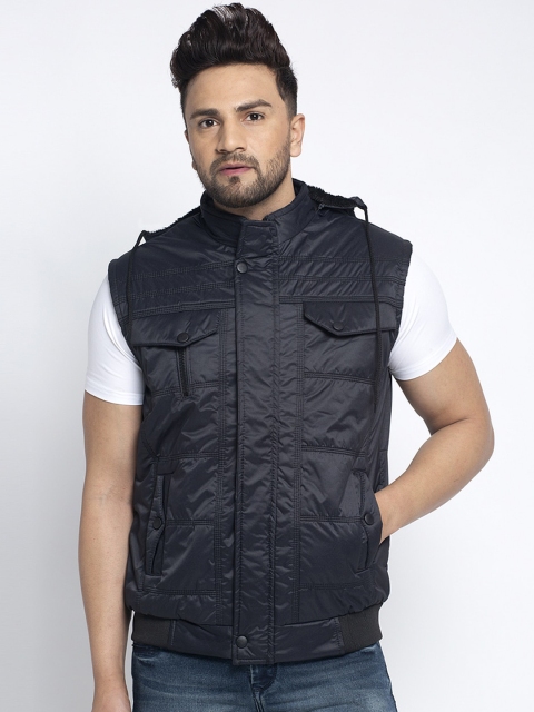 

KLOTTHE Men Black Solid Windcheater Quilted Jacket