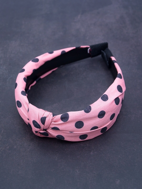 

Golden Peacock Women Pink & Black Polka Dot Printed Hairband
