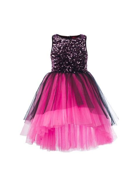 

Toy Balloon kids Girls Pink & Purple Sequined Fit and Flare Dress
