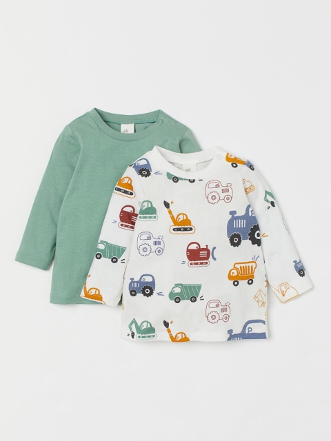 

H&M Kids Green & White 2-Pack Cotton Tops