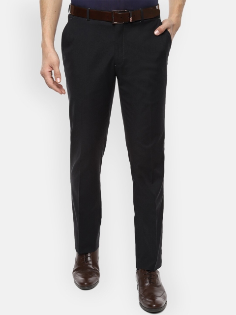V Dot Men Navy Blue Skinny Fit Formal Trousers
