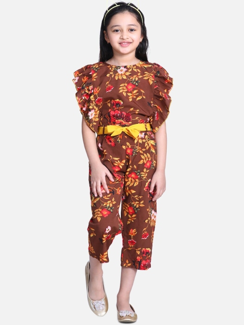 

Cutiekins Girls Brown & Yellow Printed Capri Jumpsuit