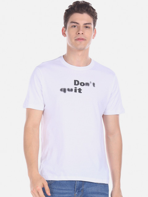 

Colt Men White Printed Cotton Round Neck T-shirt