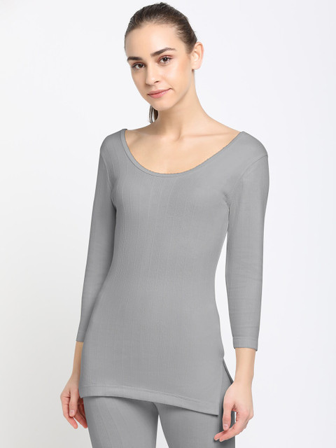 

DIXCY SCOTT Slimz Women Grey Melange Solid Thermal Top
