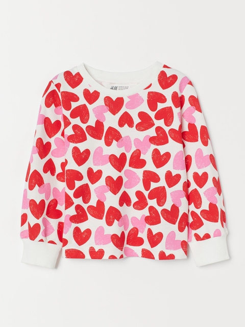

H&M Girls Red Printed Cotton Sweatshirt
