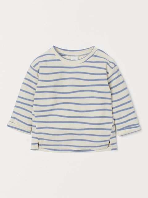 

H&M Kids Grey & Blue Striped Cotton Jersey Top