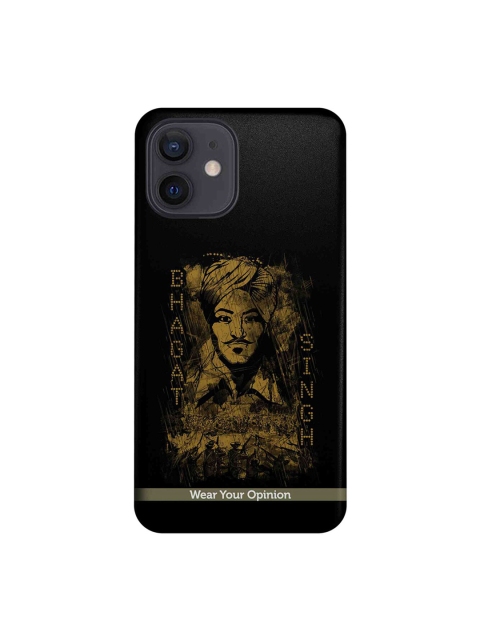 

macmerise Balck & Brown Wear Your Opinion Bhagat Singh Series Apple iPhone 12 Back Cover, Black