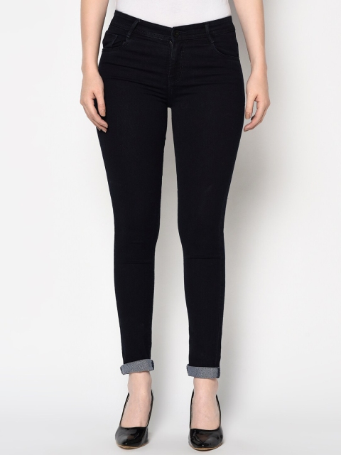 

METTLE Women Black Regular Fit Mid-Rise Cropped Clean Look Jeans