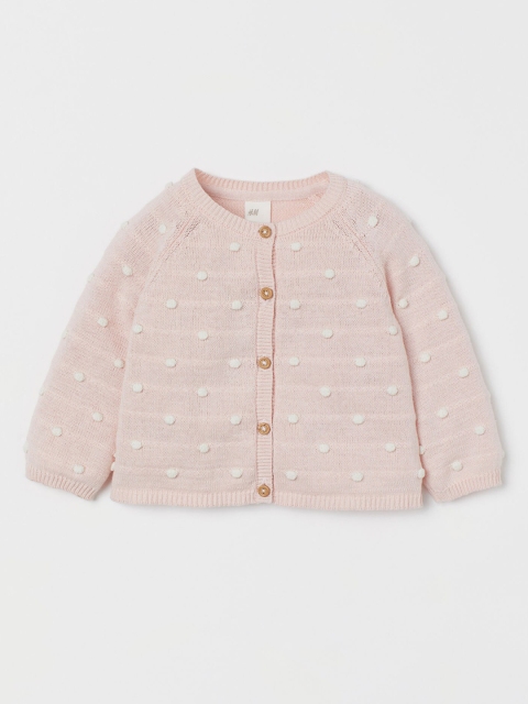 

H&M Girls Pink Textured-Knit Cardigan