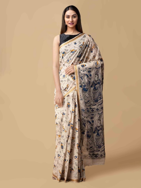 

Unnati Silks Cream-Coloured Pure Cotton Printed Kota Saree