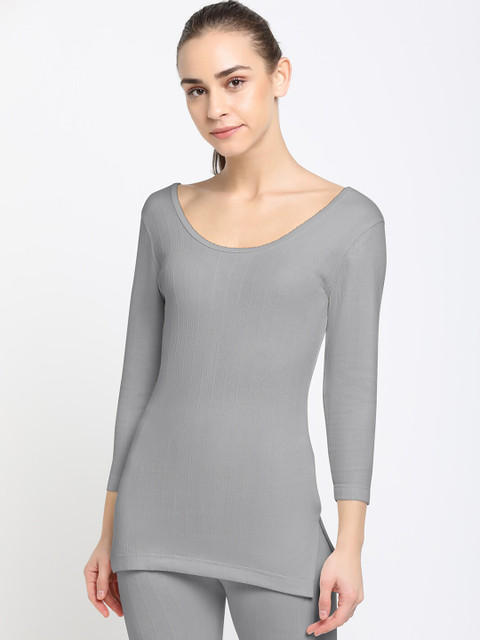 

DIXCY SCOTT Slimz Women Grey Melange Solid Thermal Top