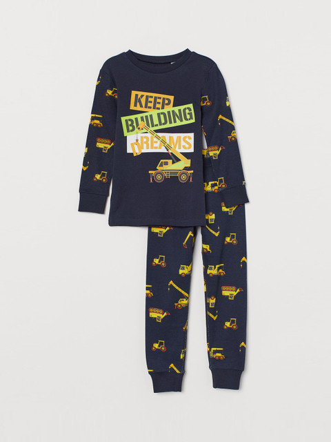 

H&M Boys Navy Blue Printed Jersey Pyjamas