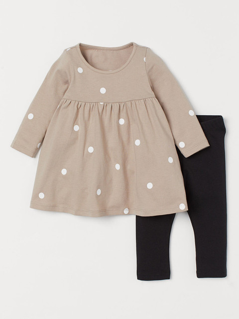 

H&M Girls Beige & Black 2-Piece Cotton Set