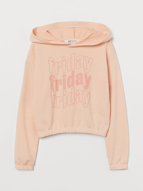 

H&M Girls Pink Printed Boxy Hoodie