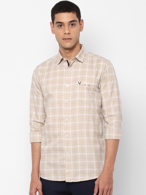 

Allen Solly Men Beige Slim Fit Checked Cotton Casual Shirt
