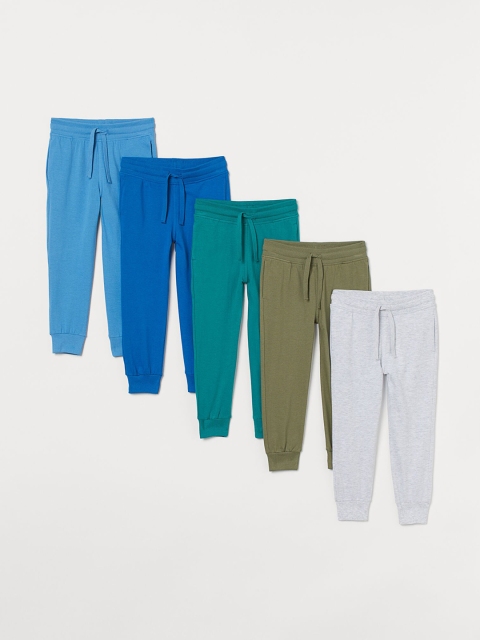 

H&M Boys Green 5-Pack Cotton Joggers, Blue