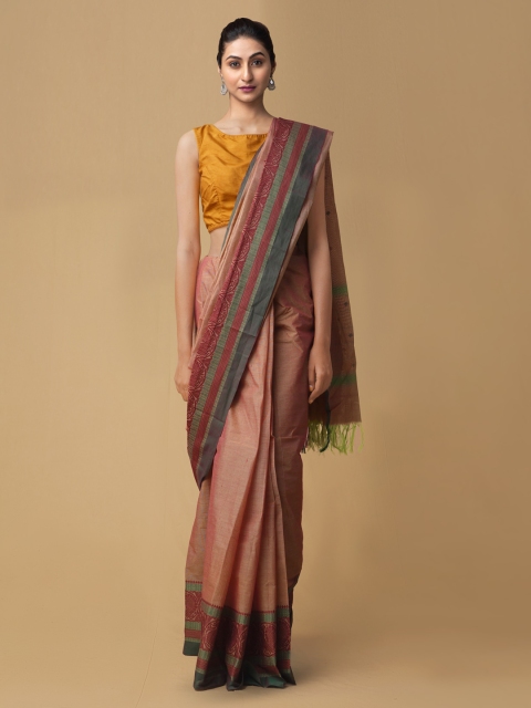 

Unnati Silks Red Pure Cotton Solid Handloom Mysore Cotton Saree
