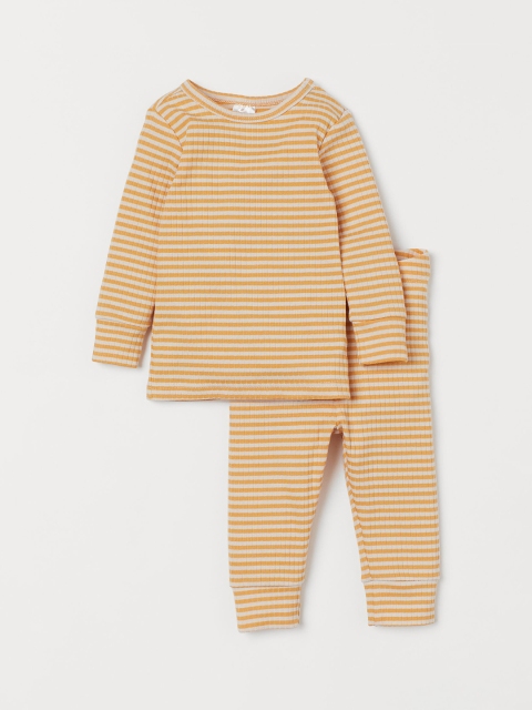 

H&M Kids Yellow & White Striped 2-Piece Cotton Set