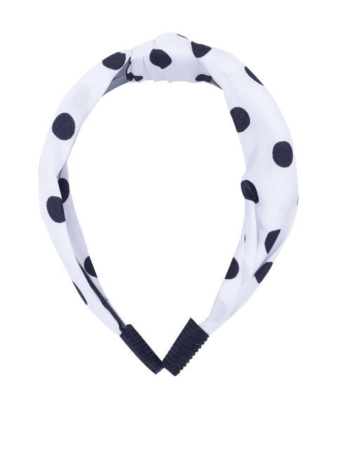 

Golden Peacock Women White & Black Polka Dot Printed Hairband