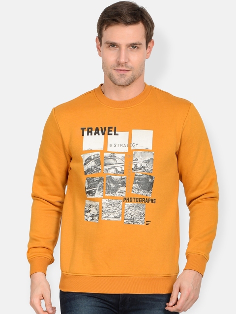 

t-base Men Yellow Printed Sweatshirt