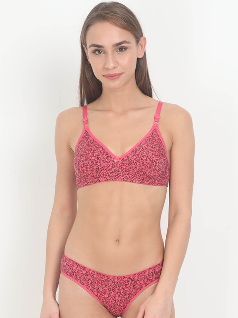 

Softline Butterfly Women Pink & Black Printed Lingerie Set 1030-B