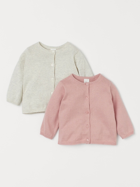 

H&M Girls 2-Pack Fine-knit Cardigans, Grey