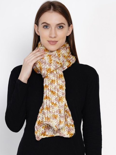 

FABNEST Women Yellow & Brown Self Design Sustainable Woolen Scarf