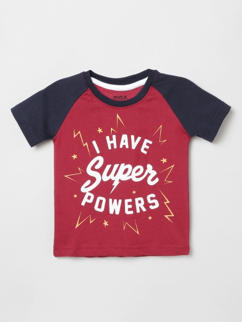

max Boys Red Printed Round Neck T-shirt
