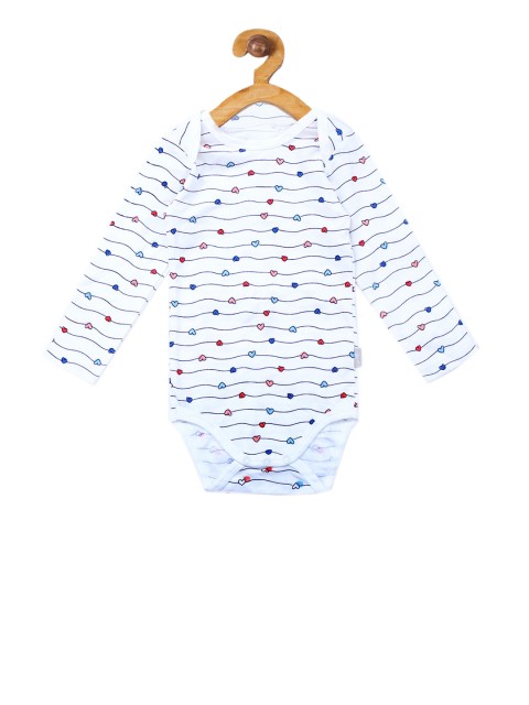 

ICABLE Infant Kids White & Blue Printed Bodysuit