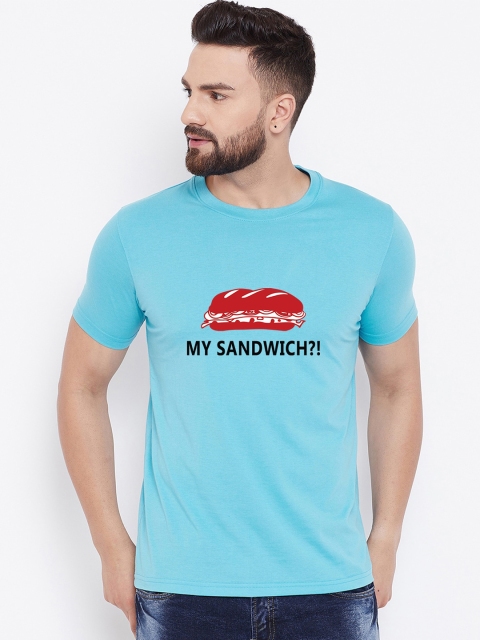 

wesquare Men Blue Printed Round Neck T-shirt