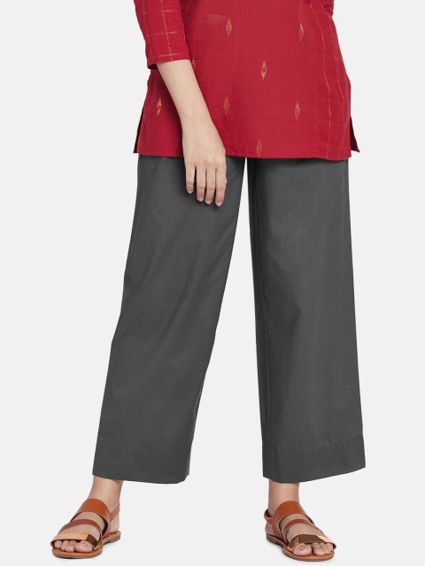 

Go Colors Women Charcoal Grey Solid Wide Leg Palazzos