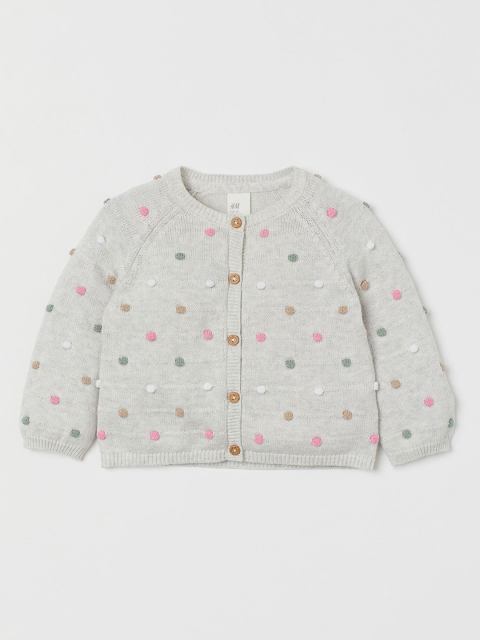 

H&M Girls Grey Textured-Knit Cardigan