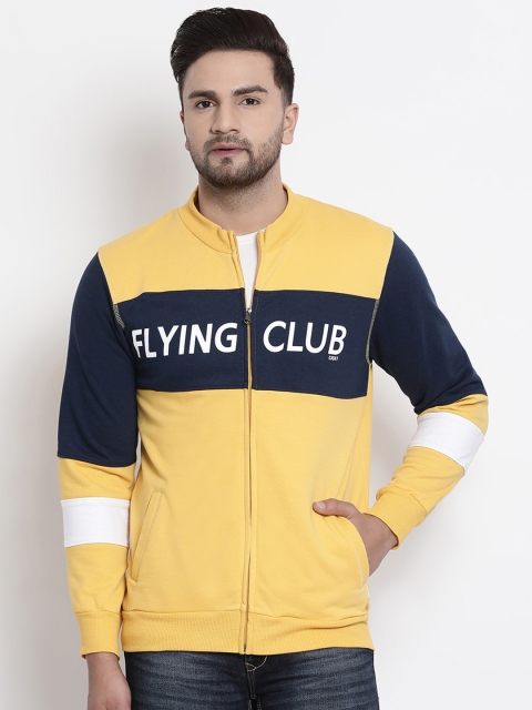 

COBB Men Yellow & Navy Blue Printed Sweatshirt
