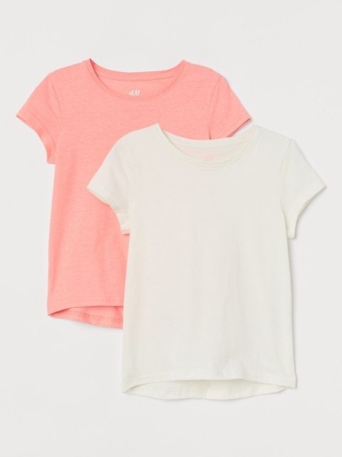 

H&M Girls 2-Pack Solid Sustainable T-shirts, White